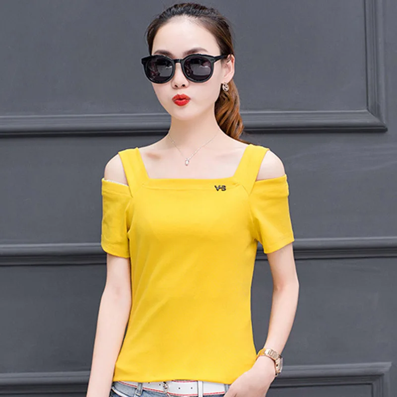 Женские хлопковые футболки ярких цветов большие размеры M 4XL с короткими рукавами