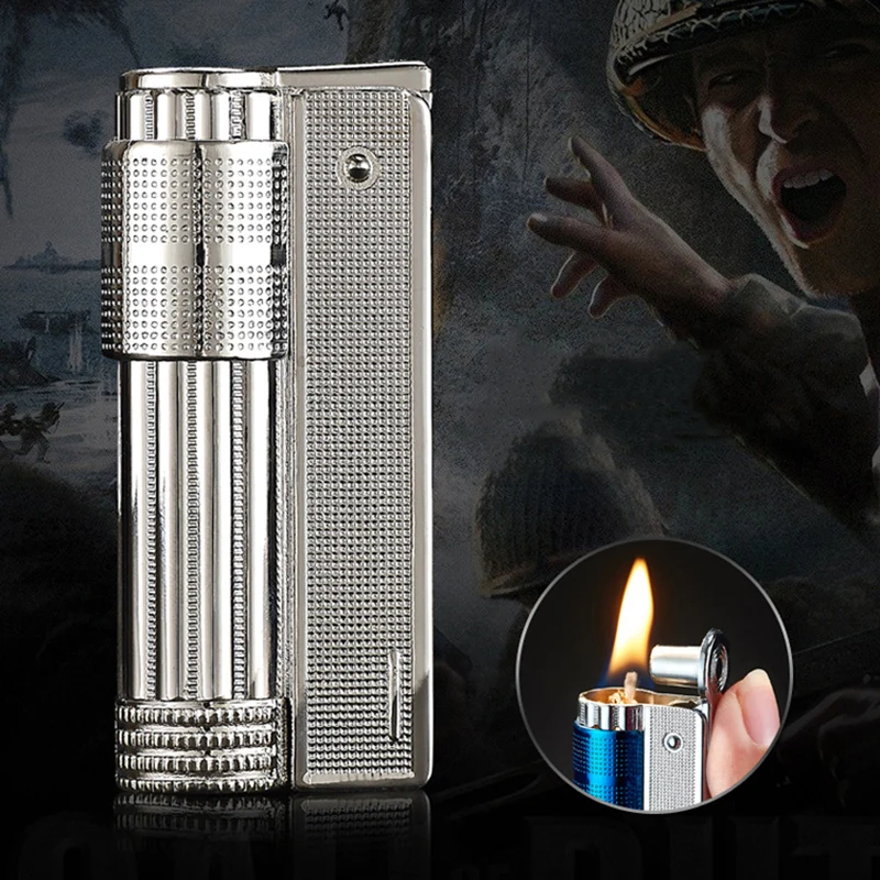 Нержавеющая сталь винтажное металлическое топливо бензин Пламя зажигалка