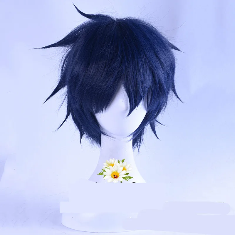 Японское аниме синий Exorcist mens Okumura Rin Косплей парик Ao no Exorcist ролевые игры темно-синие короткие волосы костюмы