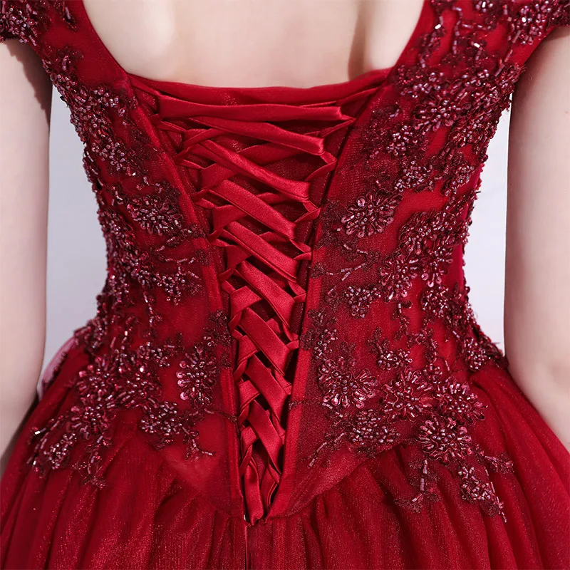 SSYFashion New Huxury Beading Long Prom Dress Elegant Wine Red High-neck Floor-length Evening Party Formal Gown Robe De Soiree | Свадьбы и