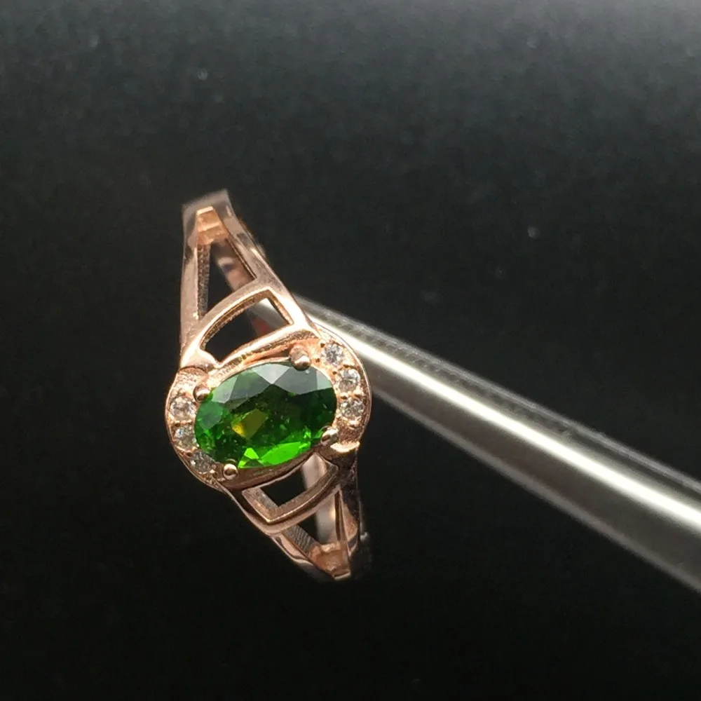 

KJJEAXCMY fine jewelry 925 silver inlaid natural diopside female Ring Jewellery s