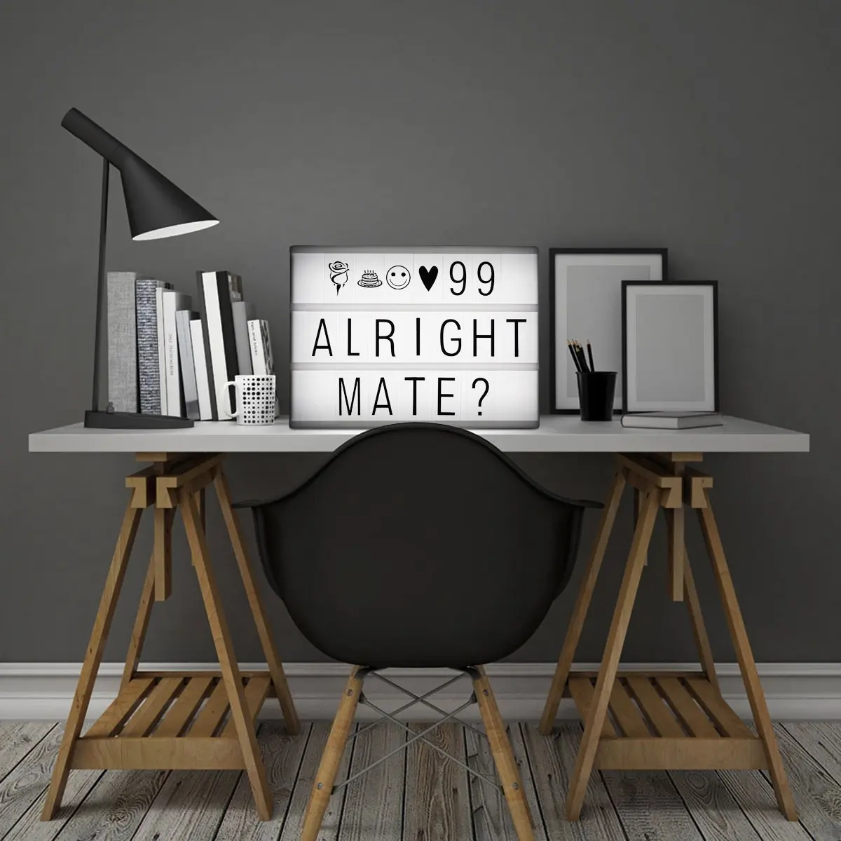 Brand New Led Night Light Box with DIY Black Letters Table Lamp PC Cinematic Usb Art Desk Lights Gifts |