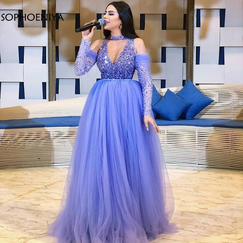 

New Arrival Long sleeve evening dresses 2021 muslim evening dress Party Evening gowns vestido longo festa Dubai Formal dress
