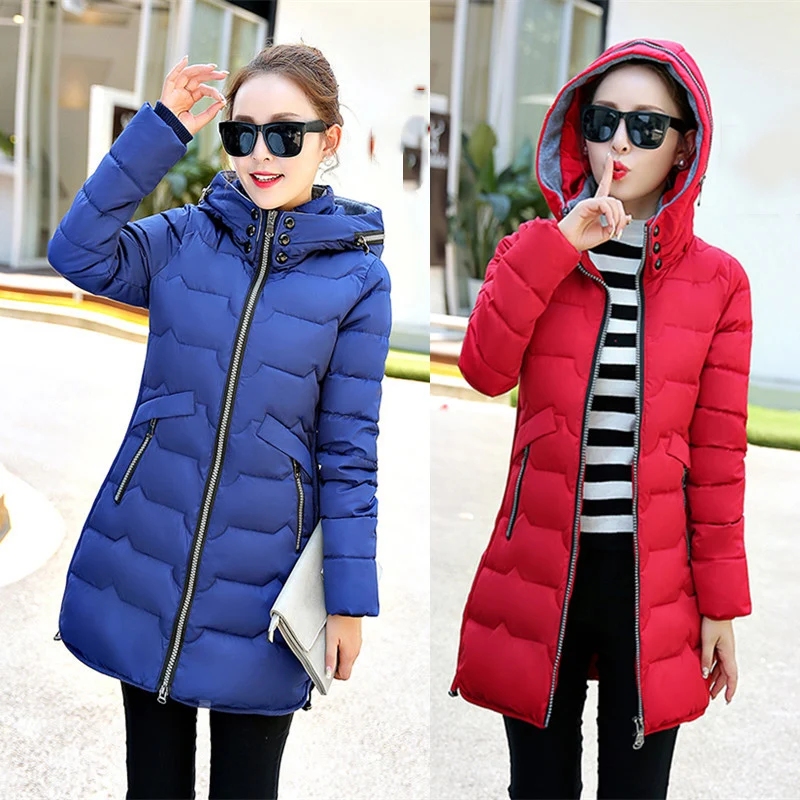 Женские пуховые куртки свободного покроя теплые парки с капюшоном из хлопка