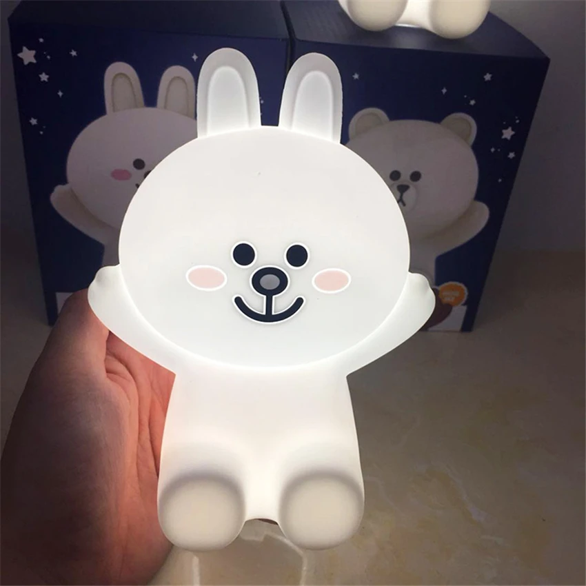 Мультфильм Blanchon силиконовые ночные светильники милый кролик детская комната спальня декоративные светильники подарок на день рождения светильник зарядки Touch