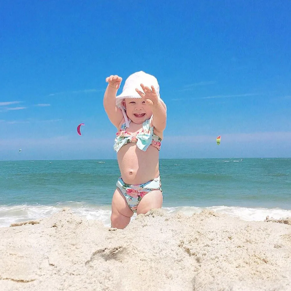 2018 купальный костюм для маленьких девочек бикини детский из двух предметов