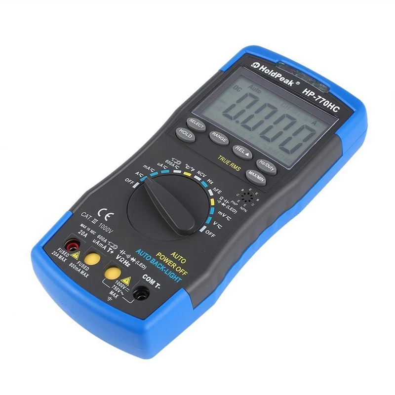 Holdpeak Hp-770Hc True Rms Auto Ranging Digital Multimeter With Ncv Feature And Temperature/Frequency/Duty Cycle Test