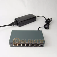 dslrkit 250m 6 ports 4 poe switch injector power over ethernet 75w max 90w with 52v 1 85a power adapter