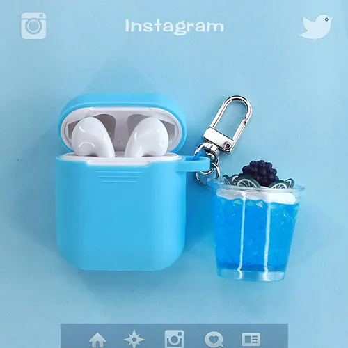 C Конфетный фруктовый декоративный силикон чехол для Apple Airpods чехол Bluetooth беспроводные наушники защитный чехол сумка коробка брелок - Цвет: C