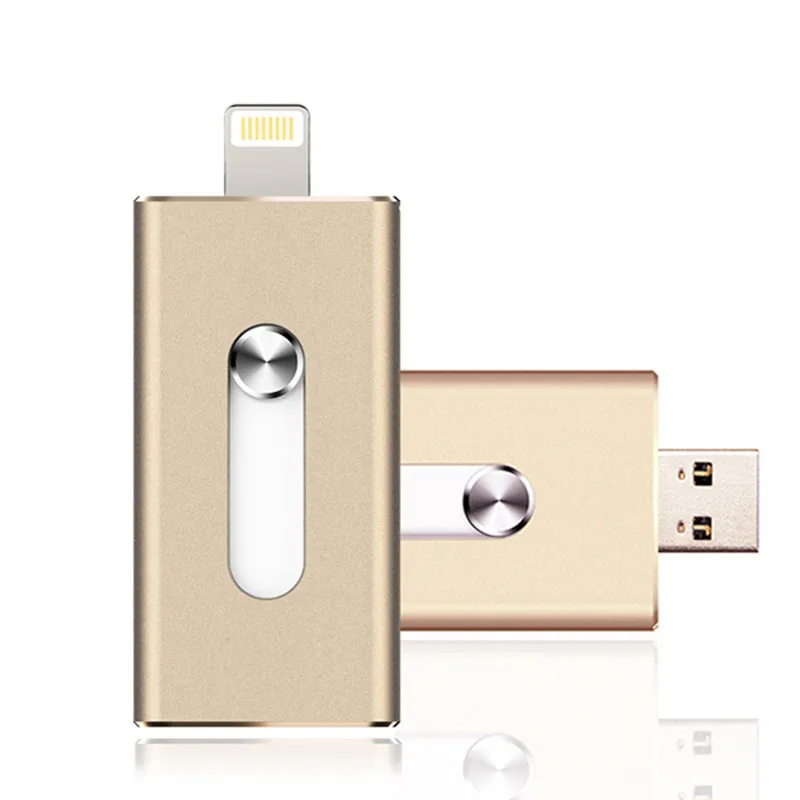 Новый модный 3 в 1 OTG флэш накопитель 64 Гб памяти мини Usb металлический для Apple Android