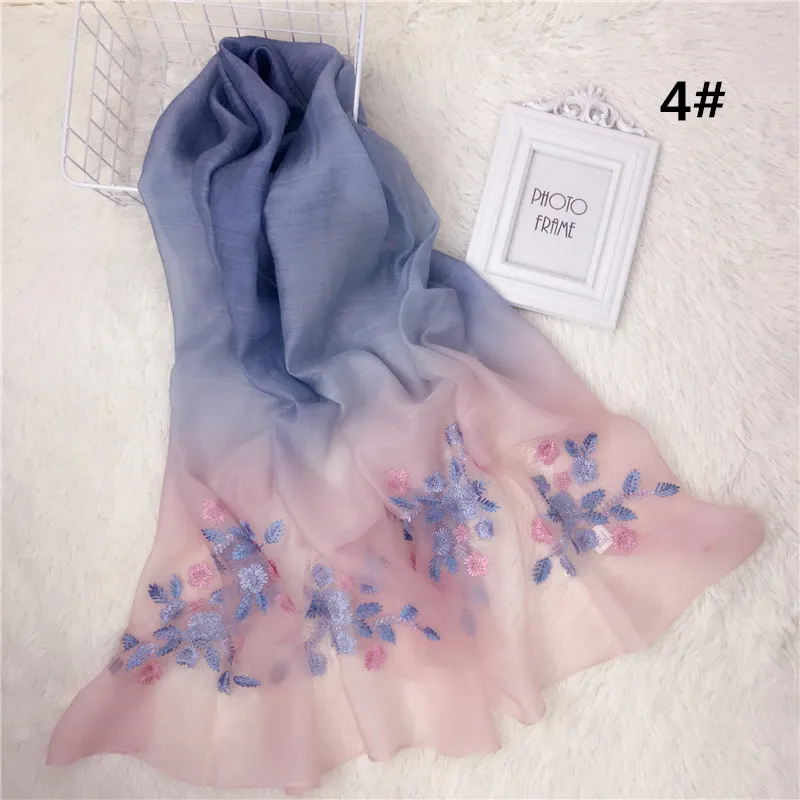 Модные фантазии Роскошный вышитый цветок одноцветное градиент цвета silklike шерсть