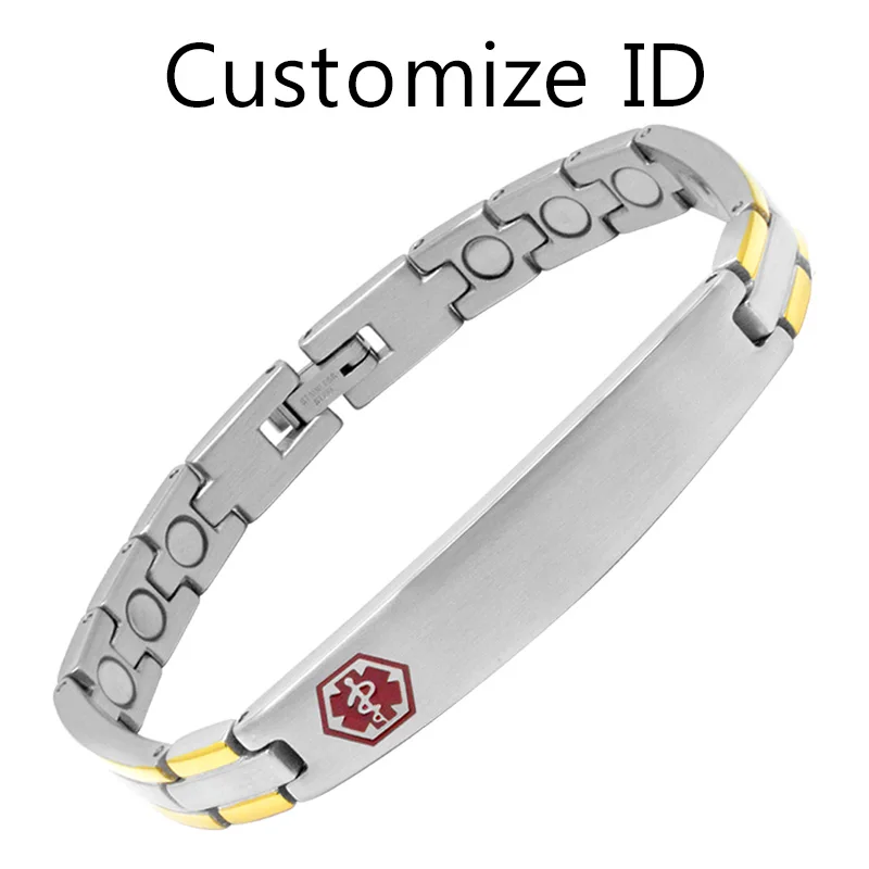 Customize ID Vivari гравировальный идентификатор медицинской опасности женские магнитные браслеты здоровье продвижение кровообращение антистресс браслет с подвесками - Окраска металла: Customize ID