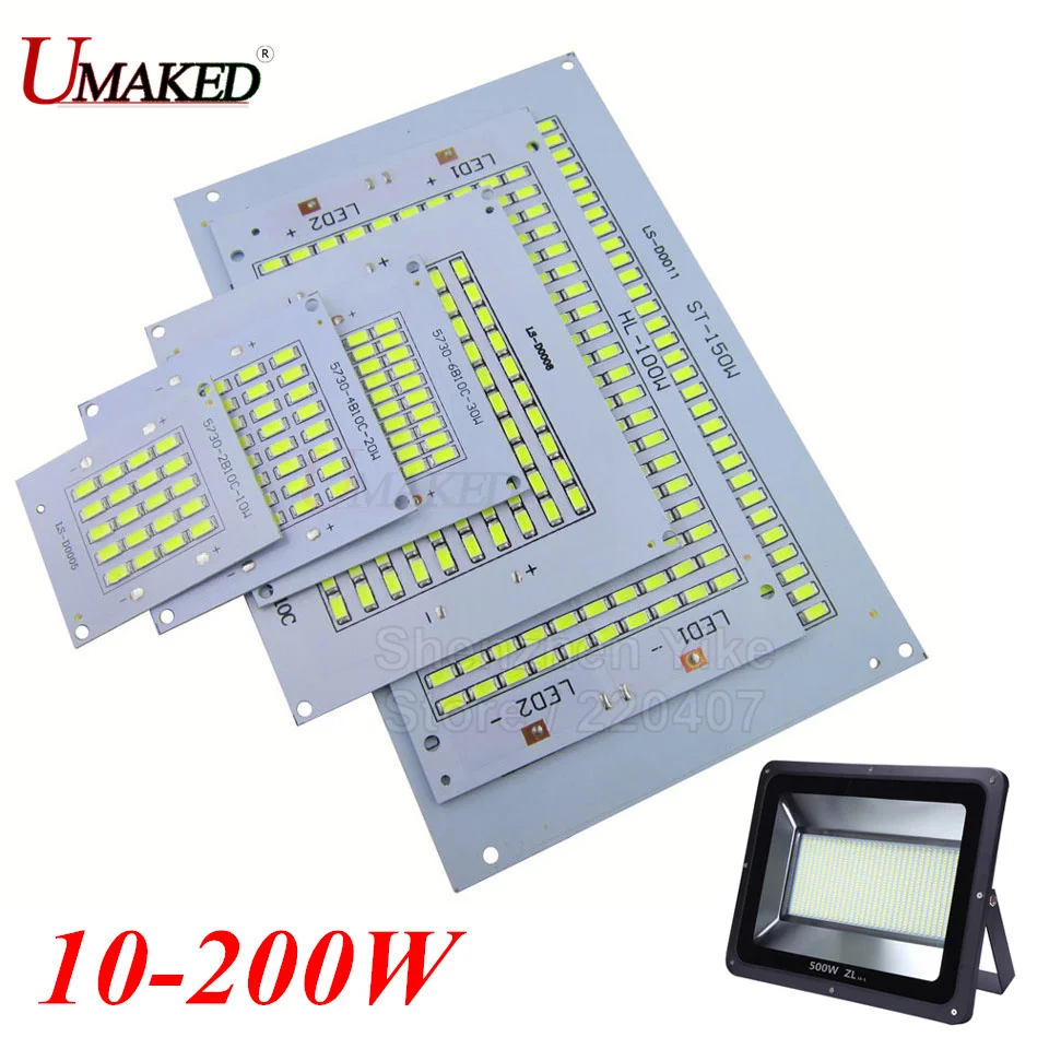 1 шт. Полный мощный светодиодный прожектор PCB 10 Вт 20 Вт 30 Вт 50 Вт 70 Вт 100 Вт 150 Вт 200 Вт SMD5730 СВЕТОДИОДНЫЙ печатной платы, алюминиевая пластина для Светодиодный прожектор
