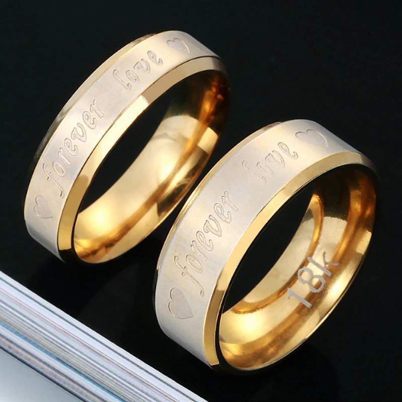 1PC Hot Gold Retro Women Men Rings Stainless Steel Forever Love Lovers Jewelry Gift Wedding Engagement Band | Украшения и