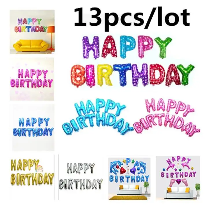 

13pcs/lot Happy Birthday balloons Decoration Foil Party balloon for child Baby kids air Baloons Alphabet Aluminum Letter Ballons