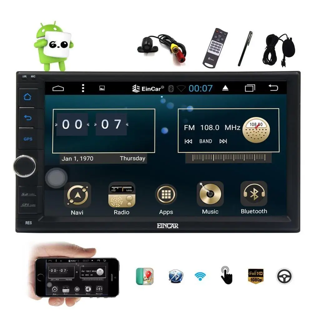 Бесплатная сзади Камера + Android 6.0 2din автомобиля нет dvd плеер 7 ''емкостный экран