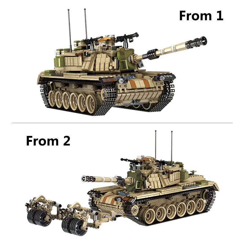 1753 + шт военный большой Танк Panzer M60 строительные блоки трансформеры игрушки