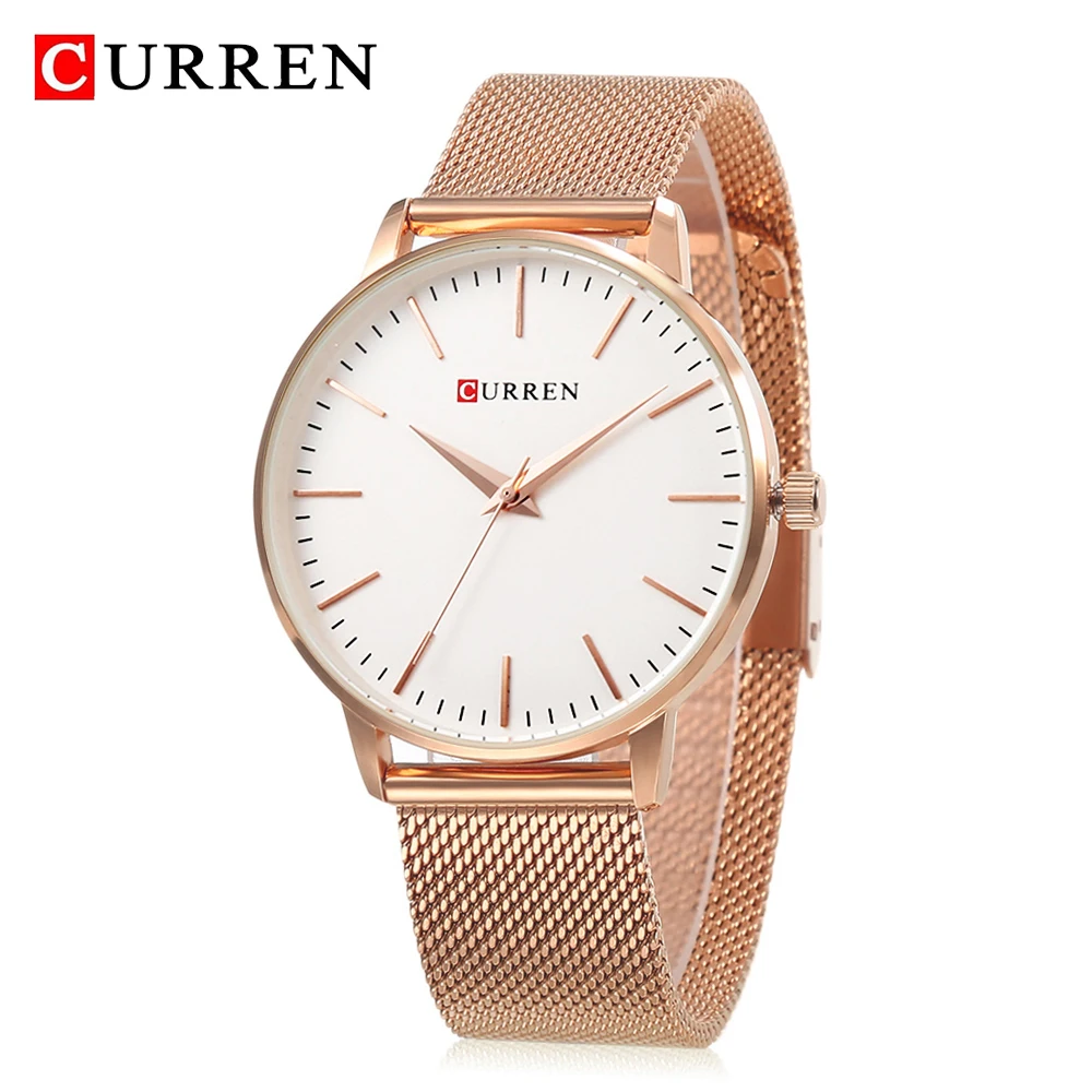 

CURREN Top Brand Fashion Rose Gold Women Watches Stainless Steel Simple Luxury Ladies Clock Dress Quartz Watch Relogio Feminino