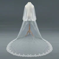 lace edge wedding bridal veils 2 layer cathedral long length women mantilla wedding vail with comb new