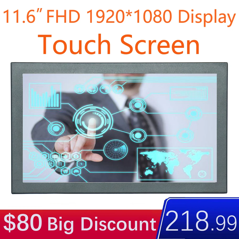 11 6 дюймов 1920*1080 FHD сенсорный дисплей широкий обзор 12 промышленный емкостный
