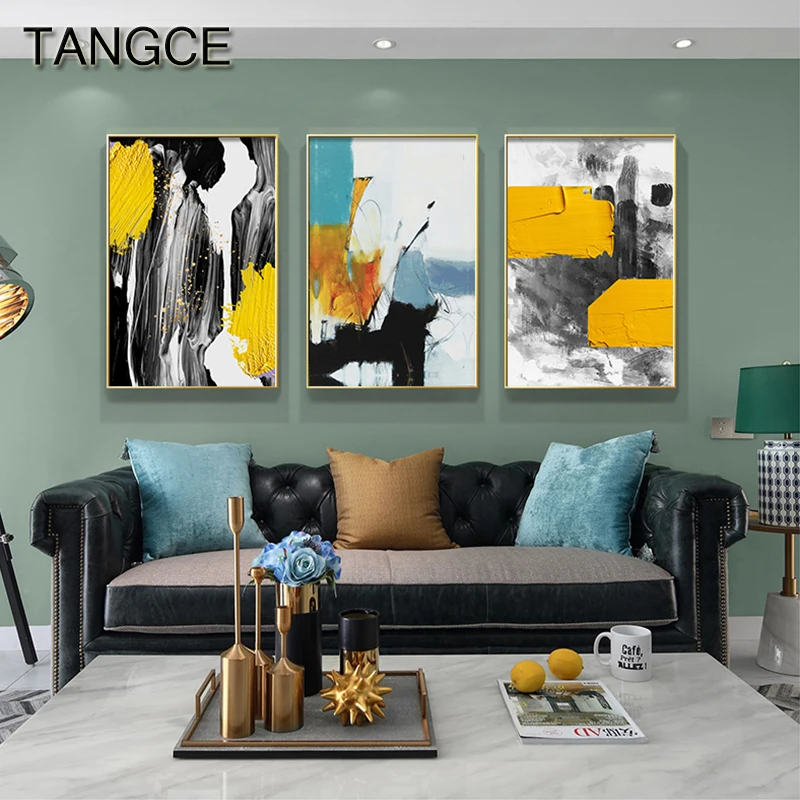

Abstract Yellow Blue Posters and Print Abstract Bright Canvas Painting Modern Canvas Art for Living Room Nordic Wall Art picture