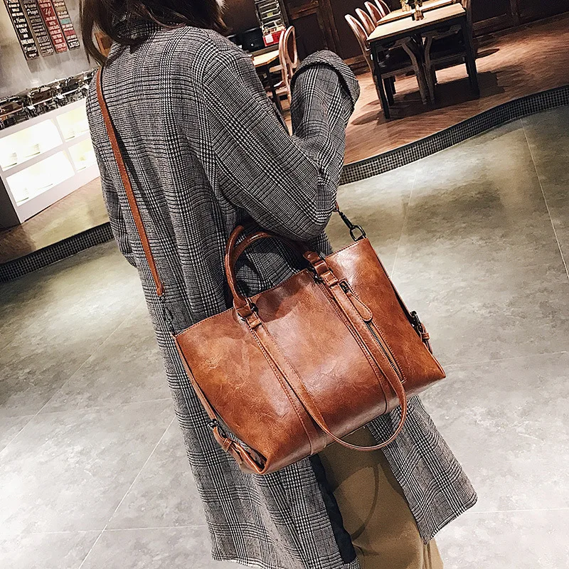 Youda большая емкость женская сумка жирная кожа на плечо в стиле ретро винтажная