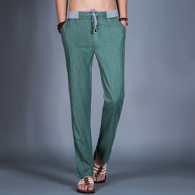 Мужские льняные брюки Uwback повседневные свободные легкие больших размеров 3XL