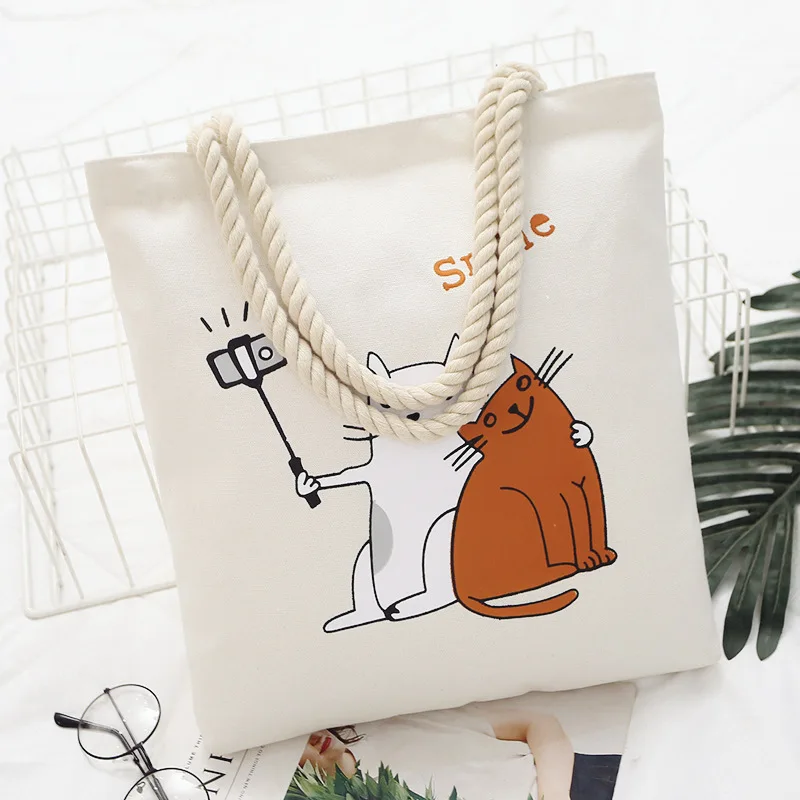 

2019 Ladies Handbags Cloth Canvas Tote Bag Cotton Shopping Travel Women Eco Reusable Shoulder Shopper Bags Bolsas De Tela NEW