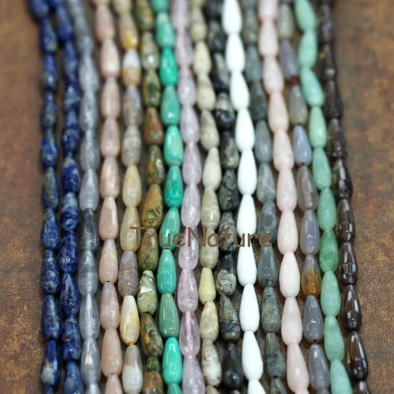 

Mixed Stones Faceted Tear Drop Loose Beads,, Sodalite/ Rose Quartzs/ Labradorite/ Agates/ Jades Bead Jewelry In 6*16 mm BE6102
