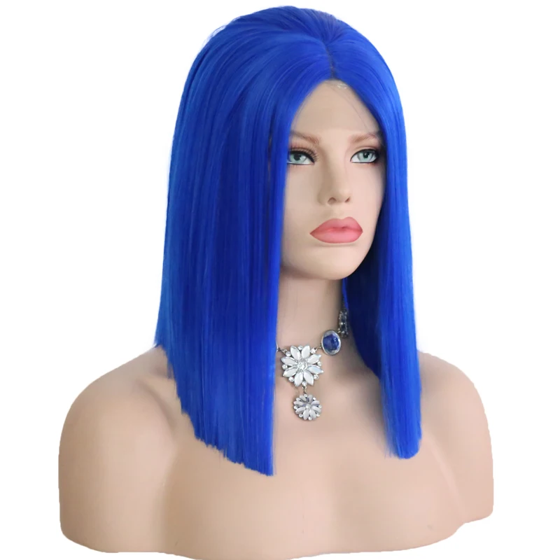 Charisma короткий Боб синтетические волосы на шнурках передние парики голубые