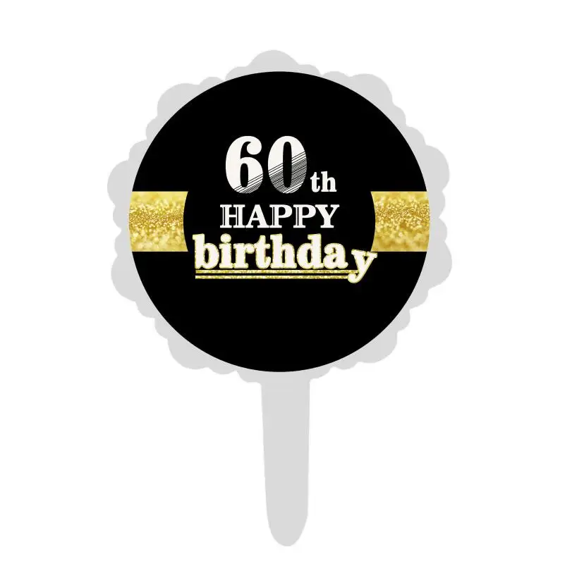 60th 1 шт 16 18 21 30 40 50 60 70 80 90th с днем рождения Юбилей предметы декора для вечеринок и дней рождения подарки блестящие украшения торта детские игрушки - Цвет: 60th