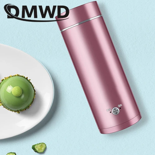pink DMWD Портативный мини электрический чайник воды Термальность отопительный котел путешествия Нержавеющая сталь Чай горшок Кофе с молоком кипения 110V 220V - Цвет: pink