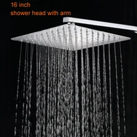 becola chrome shower head with shower arm square stainless steel ultra thin shower heads bathroom shower head faucet 16 inch