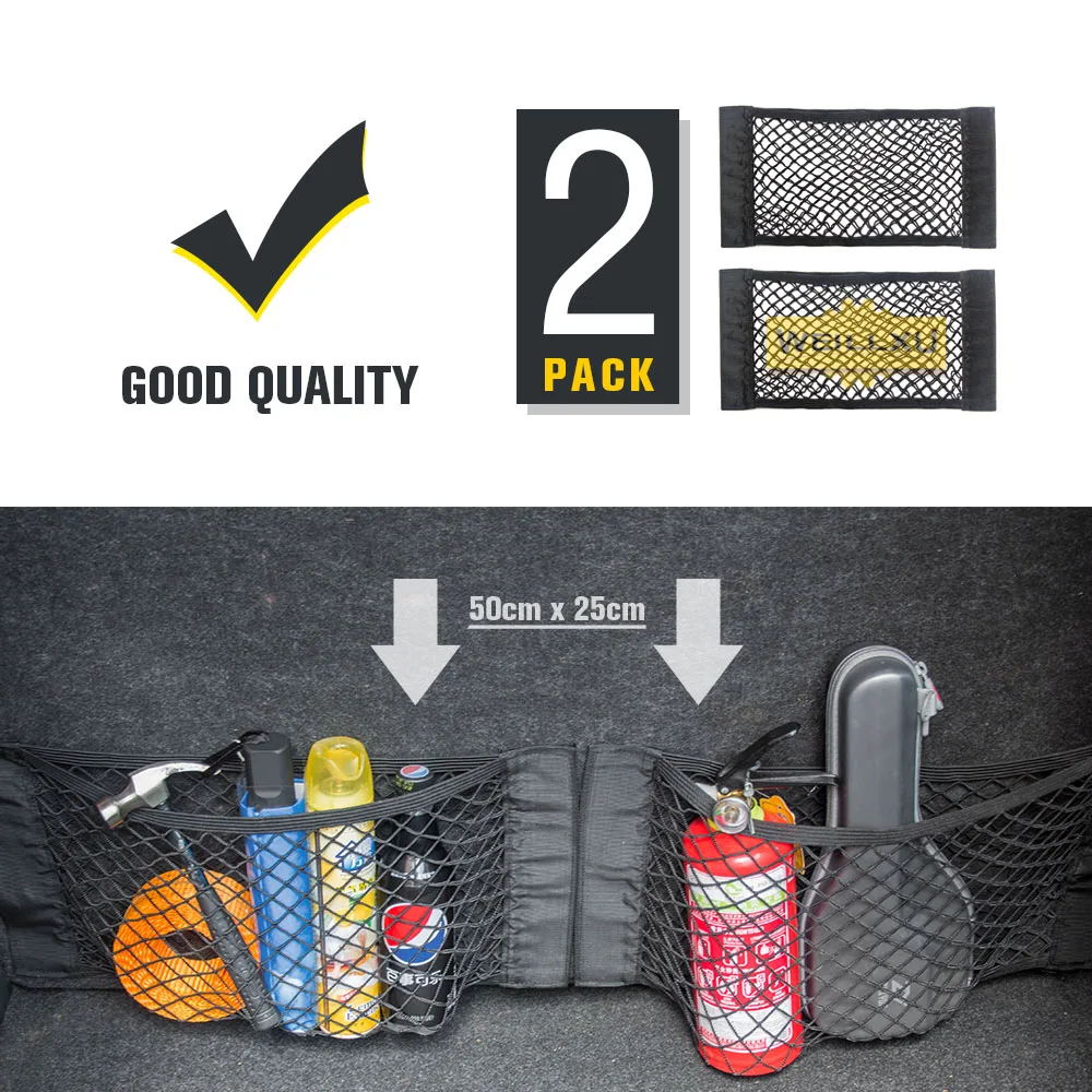 Super Big Size 50cm x 25cm Car Pocket Back Rear Trunk Organizer Magic Sticker Elastic String Storage Boot Net Mesh Oganizer Bag |