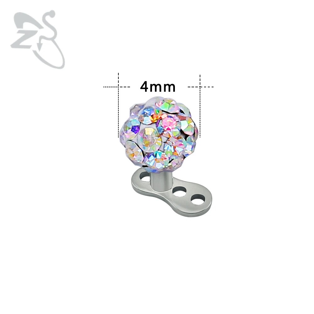 2 шт. подвеска для пирсинга с фианитами нержавеющая сталь 316L|skin diver|dermal anchordermal piercing