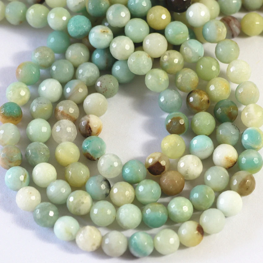 

Fashion amazonite stone multicolor 4mm 6mm 8mm 10mm 12mm faceted round loose beads diy jewelry making findings 15inch B19