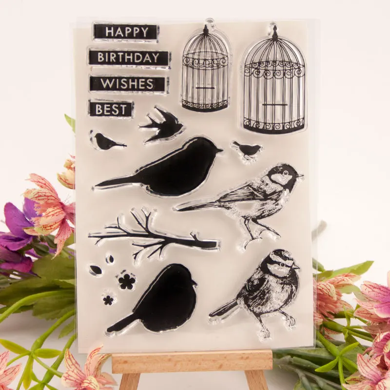 

New Bird Birdcage Clear Stamp and Metal Cutting Dies Seal for DIY Die Scrapbooking photo album Card Making Decoration Supplies