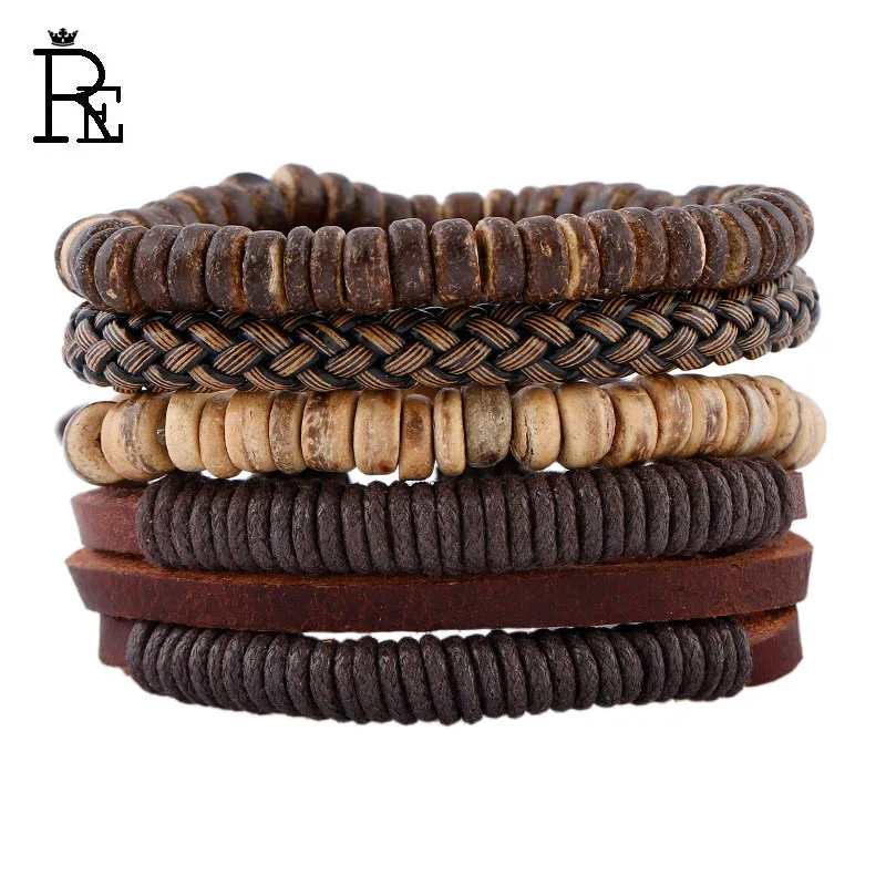 Новинка 2017 винтажный комплект кожаного браслета из натуральной воловьей кожи