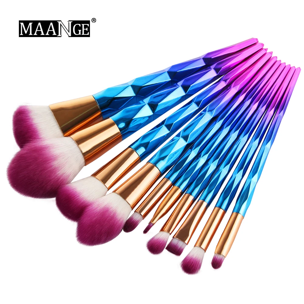 10Pcs Big MAANGE 10 шт./15 шт. набор кистей для макияжа Пудра основа для бровей Тени для век консилер для губ веер набор кистей для макияжа Pincel Maquiagem - Handle Color: 10Pcs Big