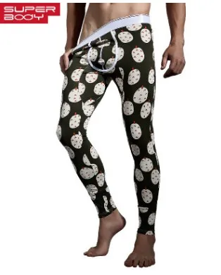 

New style SUPERBODY brand Men's sexy Long Johns cotton winter warn Thermal Underwear Sexy Long Johns print Pants Slim Leggings