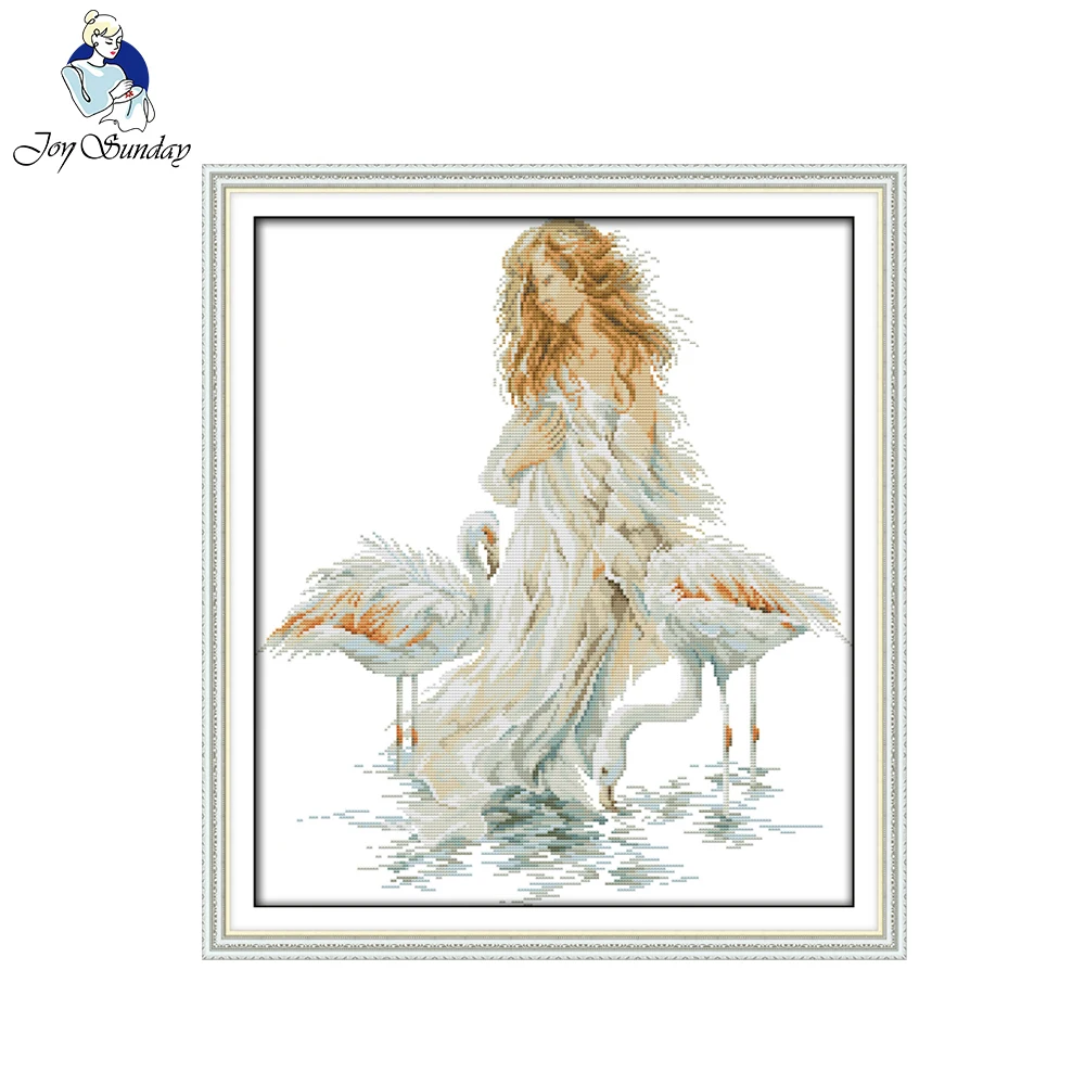 Joy Sunday фея и тигр картина DMC Счетный крест 11CT 14CT DIY наборы для вышивки крестом для вышивки домашнего декора