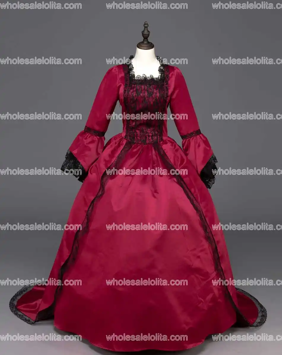Красная Мария-Антуанетта платья эпохи Возрождения бальное платье со шлейфом