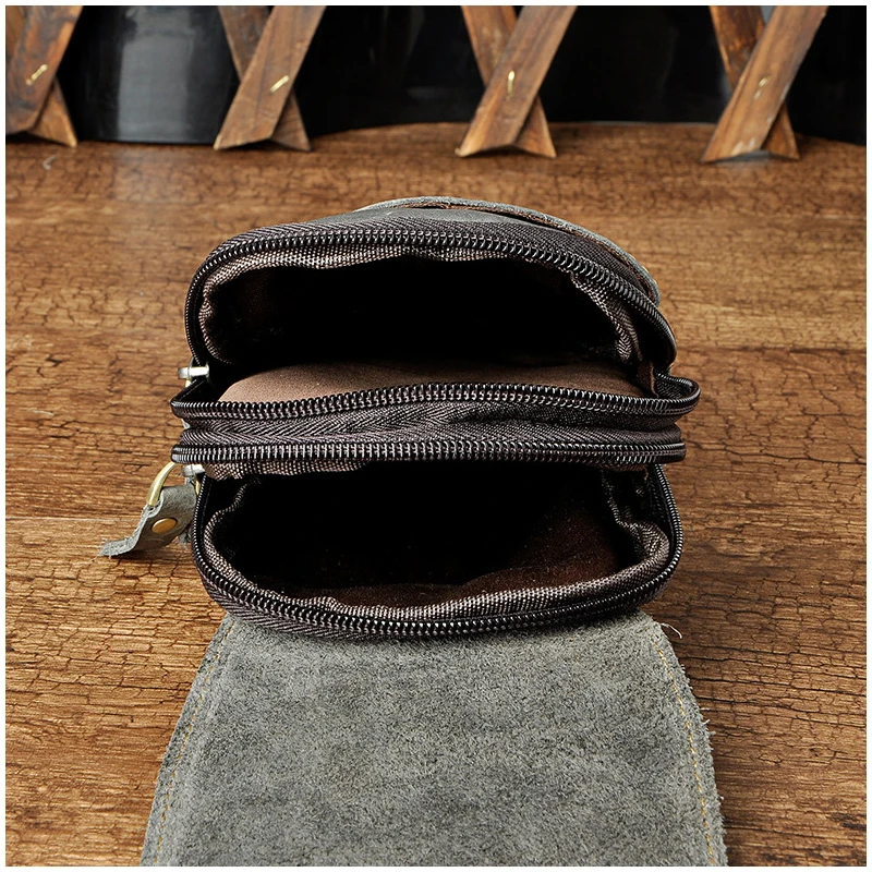 

Vintage Men Waist Pack Leg Bag Small Casual Messenger Belt Bag Top Quality Genuine Crazy Horse Cow Leather