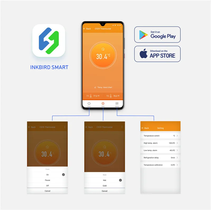 Inkbird C929 Wi-Fi Цифровой Смарт 120VAC 1200 Вт контроллер температуры IOS Android система смартфон нагреватель и охладитель термостат