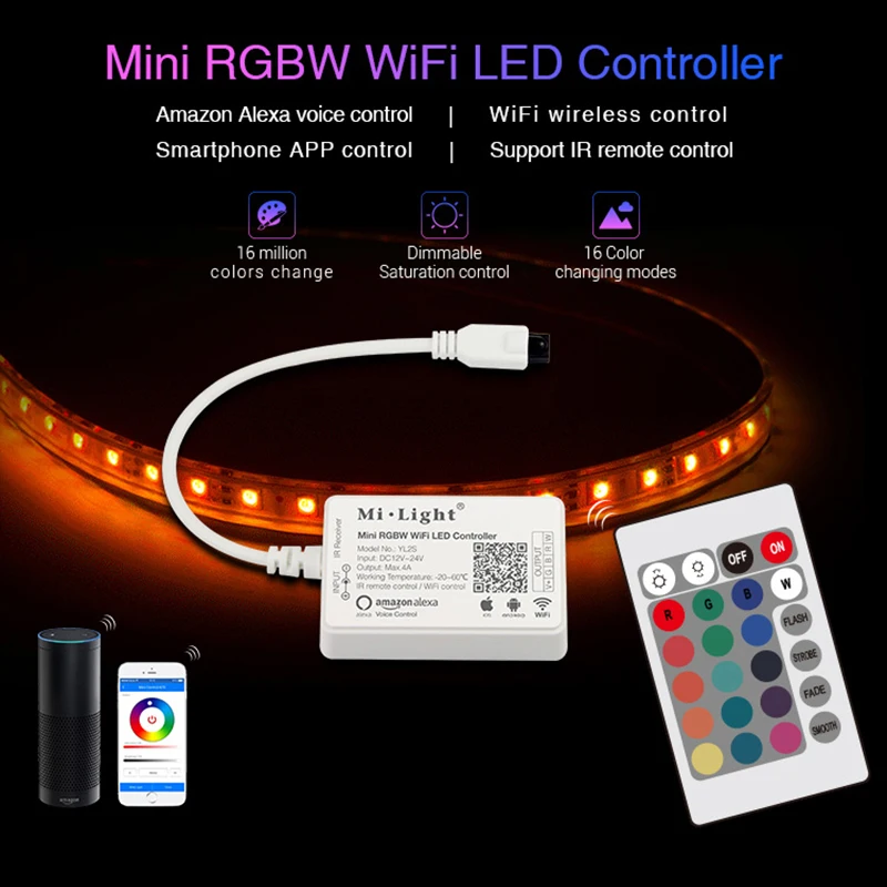 Мини пульт дистанционного управления для светодиодной ленты RGBW Wi Fi|Диммеры| |