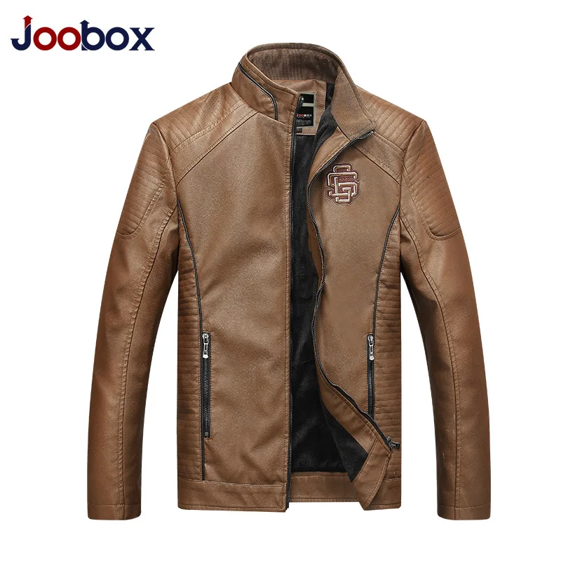 JOOBOX 2018 Новый Для мужчин Кожаная куртка Демисезонный Мода Высокое качество PU