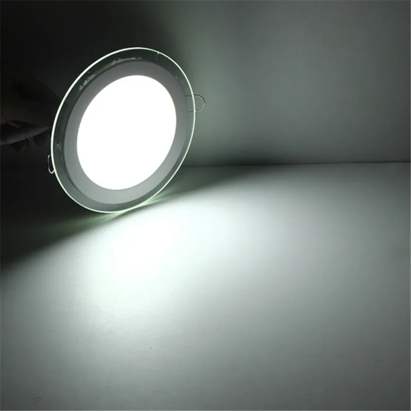 ¡Más caliente! Super brillante 18W LED Downlight panel de LED de vidrio luz AC85-265V redondo forma 10 pzas/lote DHL envío gratis