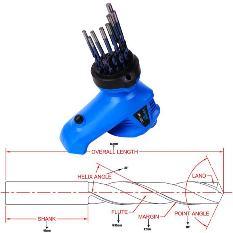 95W Drill Sharpener Lion Head Shape Electric Bit For Grinding Size 3~12mm EU Plug | Инструменты