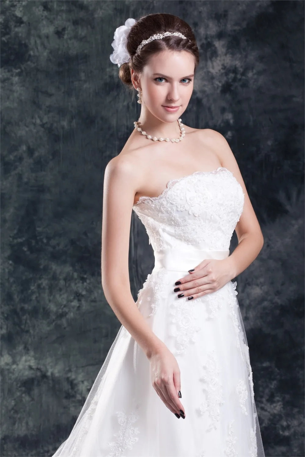 2017 Beaded Applique Lace Wedding Dress Strapless A Line Garden Dresses Court Train Bridal Gowns Cheap vestido de noiva | Свадьбы и