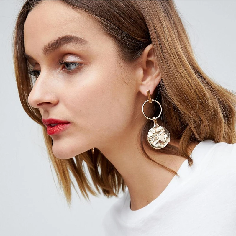 Металлические серьги-кольца Peri'sBox Boho для портрета женщин минималистичные